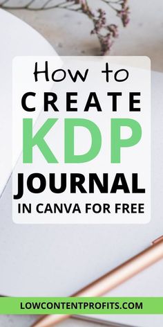 an open book with the title how to create kdp journal in canva for free