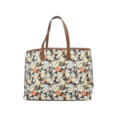 Style:Tory Burch Kerrington Large Tote Bag (Reverie) Material:Printed Coated Canvas Features:2 Inner Slip Pockets, Lined, Hook & Loop Closure, 9" Handle Drop Measures:19" W x 12.5" H x 6" D MSRP: $298 Color: Multicolor.  Gender: female.  Age Group: adult. Leather Tote Bag With Floral Print, Brown Leather Bag With Floral Print, Leather Bags With Floral Print For Shopping, Spring Shopping Bag In Coated Canvas, Floral Print Double Handle Shopping Bag, Spring Shoulder Bag In Coated Canvas, Spring Coated Canvas Shoulder Bag, Multicolor Floral Print Shopping Bag, Brown Floral Print Tote Shoulder Bag