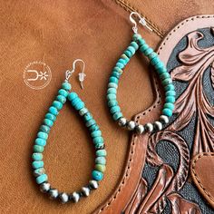 Authentic turquoise and Navajo Turquoise Beaded Southwestern Earrings, Bohemian Turquoise Concho Earrings, Southwestern Turquoise Teardrop Beaded Earrings, Southwestern Teardrop Turquoise Beaded Earrings, Southwestern Teardrop Concho Earrings, Turquoise Teardrop Necklace In Southwestern Style, Rustic Turquoise Concho Jewelry, Southwestern Turquoise Beaded Earrings, Nickel Free, Artisan Turquoise Teardrop Beaded Earrings