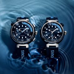 LOUIS VUITTON® - Tambour Street Diver Chronograph, Automatic, 46mm, Steel - Blue Nautical Chic, Watches Collection, Latest Watches, Louis Vuitton Official, Ultra Modern, Trends 2024, Dive Watches, Blue Tones, Watch Collection