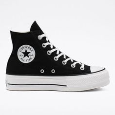 Brand New Black Platform Converse, Never Been Worn. Gift Received On Christmas, Asked For White And Got Black Instead. Canvas Platform Chuck Taylor All Star, Converse Haute, Black Platform Converse, Platform Chucks, Womens High Top Shoes, Converse Platform, Chuck Taylor All Star Lift, Dr Shoes, Platform Converse