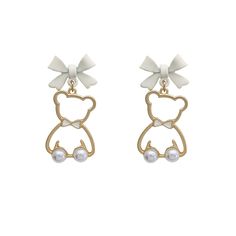 PRICES MAY VARY. Unique design: lovely bear with bow design, full of girlish heart, I believe you will be more attractive when wearing this bear earring Excellent material: bowknot earrings are made of high-quality alloy, non-toxic, nickel-free, hypoallergenic, light and comfortable, and will not burden your ears Occasion: This pearl earring is your fashion accessory. It can be worn with any clothing, suitable for wedding, banquet, school, travel, work, photography or daily wear Perfect gift: bo Anniversary Activities, Drop Earrings Pearl, Work Photography, Teddy Bear Design, Bear Earrings, Sweet Earrings, Jewelry Organizer Storage, Earring Stand, Wedding Banquet