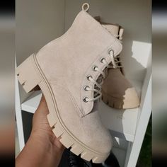 Stone Color Faux Suede Lug Boot Lug Boots, Top Moda, Heel Boots, Cute Shoes, Fashion Sense, Faux Suede, Stone Color, Heeled Boots, Kids Shoes