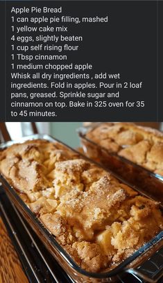 two baking pans filled with baked goods sitting on top of a counter next to each other