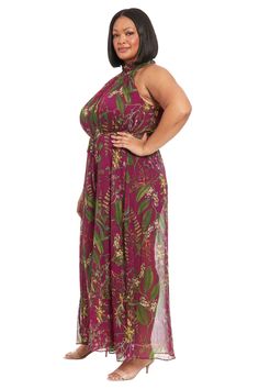 Dazzle in the Godiva jumpsuit featuring a halter mock-neck, sleeveless design, and waist tie detail. The alluring floral print makes it the perfect choice for any special occasion. Bohemian V-neck Printed Jumpsuits And Rompers, Bohemian Printed V-neck Jumpsuits And Rompers, Casual Floral Print V-neck Jumpsuit/romper, Pink Floral Print V-neck Jumpsuit/romper, Multicolor Printed Maxi-length Jumpsuits And Rompers, Halter Jumpsuit, Waist Tie, Yellow Black, Black Satin