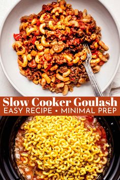 slow cooker goulash recipe in the crock pot and on the stove