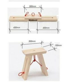 the diagram shows how to make a small stool out of plywood and roped together