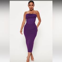 Never Been Worn, New With Tags Beautiful Color, And Perfect For Wedding Guest Dress Cheap Purple Maxi Dress For Night Out, Purple Accessories With Black Dress, Purple Dress Outfit, Purple Dress Outfits, Stylish Maxi Dress, Neck Corset, Strapless Long Dress, Ice Spice, Corset Waist