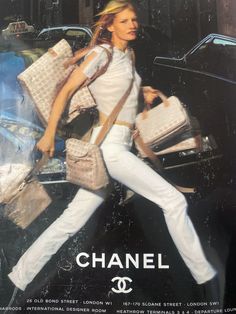 Chanel Travel Line Back Cover of British Vogue February 2001    chanel / vintage chanel / chanel travel / chanel travel line / vintage vogue / vogue / vogue collection / 2001 / 2000s / 2000s fashion / vogue aesthetic / chanel aesthetic / 2000s aesthetic / y2k Chanel Ad Campaign, Chanel Ad, Chanel Poster, Carmen Kass, Chanel Resort, Chanel Brand, Ad Fashion, Brand Campaign