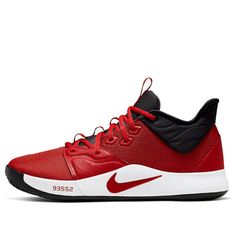 Nike PG 3 'University Red' University Red/University Red-White Basketball Shoes/Sneakers Red High-top Fade-resistant Basketball Shoes, Nike Red Basketball Shoes With Cushioned Footbed, Red Leather Fade-resistant Sneakers, Red Basketball Shoes, White Basketball, White Basketball Shoes, Paul George, Red Shop, Home Sport