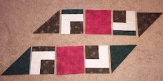 two pieces of fabric sitting on the floor next to each other, one with red and green squares