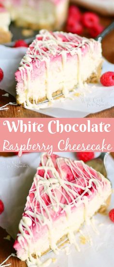 white chocolate raspberry cheesecake on a plate