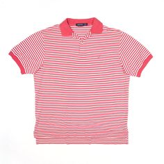 NAUTICA Polo Shirt Red Striped Short Sleeve Mens M Red Polo Collar Shirt For Summer, Classic Red Polo Collar T-shirt, Classic Red Polo Collar Shirt, Red Cotton Polo Collar Shirt, Red Cotton Polo Shirt For Summer, Summer Red Cotton Polo Shirt, Red Collared Cotton Shirt, Red Collared Cotton T-shirt, Red Fitted Cotton Polo Shirt