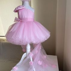 Pink Princess Dress For First Birthday In Spring, Pink Fairy Dress For First Birthday Spring, Fitted Tulle Princess Dress For First Birthday, Pink Tulle Princess Dress For First Birthday, Pink Princess Dress For Summer Pageant, Pink Summer Princess Dress For Pageant, Whimsical Pink Tutu Dress For Wedding, Pink Tulle Dress, Tail Dress