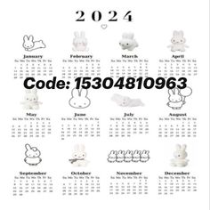 a calendar with different animals on it and the date for each month in black and white