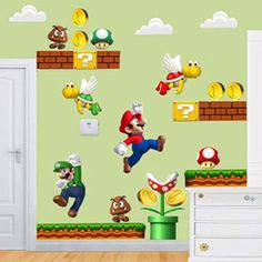 PRICES MAY VARY. Personalize your Kids Room with High Quality Decals and Create a Beautiful Wall Art Fun Atmosphere for Your Home or Office Mario Magnets, Rainbow Wall Decal, Poster Decorations, Super Mario Brothers, Wall Stickers Bedroom, Mario Brothers