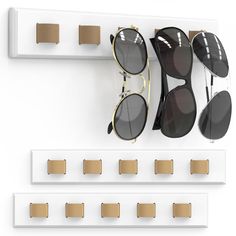 PRICES MAY VARY. ➤[Organize Your Sunglasses]: ➤Our 3-pack Sunglasses Holders can accommodate 15 pairs of sunglasses. It doesn't take up much space and is easy to organize, so you can quickly find the sunglasses you want. We have increased the space for the individual leather hooks, allowing for organized storage for both large and small sunglasses. ➤[Fashionable and Practical]: ➤Each of our sunglasses rack measures 11.02*1.97*0.39 inches and can hold up to 5 pairs of sunglasses. It not only help Wall Mounted Sunglass Holder, Sunglasses Organization, Wooden Glasses Holder, Sunglass Organizer, Sunglasses Hanger, Sunglasses Rack, Peg Wall, Sunglasses Organizer, Glasses Storage