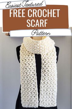 an easy crochet scarf pattern with text overlay