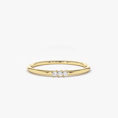 14K Gold 3 Stone Minimalist Diamond Ring – FERKOS FJ Minimalist Diamond Rings, Round Diamond Ring, Pave Diamond Ring, Three Stone Diamond, Platinum Metal, Diamond Cluster Ring, Diamond Color, Rose Gold Diamonds, Baguette Diamond