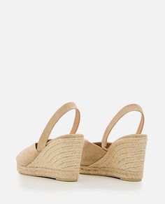 80mm Rope covered wedge heel. Pointed open toe. Cotton canvas upper. Fixed ankle strap. Leather insole. Rubber sole. Color: beige. Composition: 100% Cotton Gorgeous Bags, Sneaker Wedge, Manolo Blahnik, Luxury Boutique, Shoe Brands, Valentino Garavani, Wedge Heels, High Heel Shoes, Bag Sale