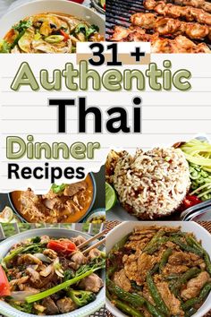 the cover of 31 authentic thai dinner recipes