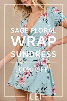 Save money on this short sage floral wrap sundress. Get ready for sundress season by exploring the best sundresses for women in all styles and colors. You will find plenty of maxi and off the shoulder sundresses, short and flirty sundresses, or even strapless sundresses that will look great with sandals or heels all summer long. Shop the best selection of cute cheap sundresses and inexpensive sundresses from TOBI. Catch the TOBI dresses online sale happening now! #sundress #floraldress Wrap Sundress, Multi Wrap Dress, Sundresses For Women, Yellow Wrap Dress, Blue Dresses For Women, Wrap Dress Bridesmaid