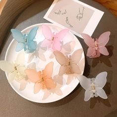 Lianfudai Korean Colored Matte Clear Butterfly Hair Clips Women's Small Hair Claws Elegant Shark Clips Headwear Hair Accessories Matte Transparent Butterfly Hair Claws Clips for Women Girls Elegant Decorate Hairpins Headbands Fashion Korean Hair Accessories Korean Colors, Butterfly Hair Clips, Hair Tie Accessories, Design Hair, Hair Accessories Collection, Whatsapp Wallpaper, Hair Clamps, Butterfly Hair Clip, Hair Accessories Clips