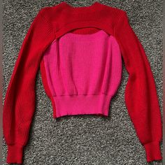 Brand New Purchased From Vici Red And Pink Colorblock Crop Sweater Perfect Top For Valentine’s Day! Size Small Tts Red Knit Sweater With Patchwork, Red Patchwork Sweater, Red Patchwork Knit Sweater, Trendy Red Patchwork Sweater, Trendy Red Sweater With Patchwork, Pink Crew Neck Sweater With Contrast Color, Pink Contrast Color Crew Neck Sweater, Red Color Block Long Sleeve Sweater, Red Stretch Sweater For Layering