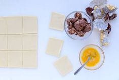 the ingredients are laid out on the table to be used as desserts or snacks