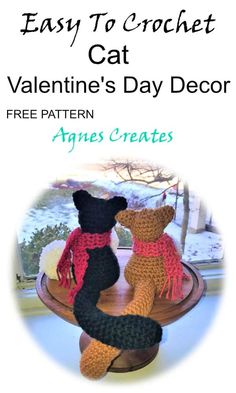 Cat Crochet Free Pattern Valentine's Day Decor - Agnes Creates