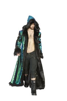 Dragons are extremely smart and powerful creatures! Get access to your superpowers with this MASTER DRAGON Fur Coat. It has dragon scales reversible sequins which change color and fur on the other side. On the inner side, this fur coat is made of black faux fur. It is very soft and will keep you warm even on the coldest desert night! MASTER DRAGON Fur Coat has a big wizard-like hood and a small collar in the front when all hooks are closed. This coat is fitted and has a Royal flared cut. This co Winter Fantasy Long Coat Outerwear, Fantasy Style Winter Outerwear For Fantasy Events, Winter Long Coat For Fantasy Events, Hooded Outerwear For Fantasy Events In Winter, Fantasy Costume Outerwear For Winter, Fantasy Winter Costume Outerwear, Fantasy Outerwear For Cosplay And Costume Parties, Fantasy Long Sleeve Outerwear For Halloween, Fantasy Outerwear For Costume Parties And Cosplay