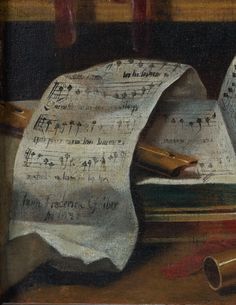 a painting with sheet music on it