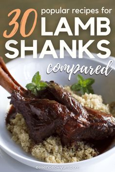 a bowl filled with lamb shanks and couscous