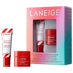 What it is: A limited-edition duo set featuring a full-size Lip Glowy Balm in Candy Cane and a mini Lip Sleeping Mask in Peppermint.Skin Type: Normal, Dry, Combination, and Oily Skincare Concerns: Dryness, Dullness, Loss of Firmness and Elasticity Formulation: Balm Highlighted Ingredients:- Berry Mix Complex: Rich in antioxidants to reveal smooth, supple-looking lips.- Coconut Oil, Shea Butter, Murumuru Seed Butter: Nourish and deliver lasting moisture.- Vitamin C: Protects from external aggress Lip Glowy Balm, Cool Gifts For Teens, Holiday Beauty, Laneige Lip Sleeping Mask, Juicy Lips, Lip Sleeping Mask, Sleeping Mask, Skin Care Gifts