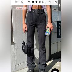 Brand New Still With Tags, Motel Rocks, Flare Pants. Sold Out Online Olivia Neill, Bodycon Dress Formal, Red Slip Dress, Party Rompers, Long Sleeve Dress Formal, Motel Rocks, Flare Trousers, Printed Rompers, Buckle Belt