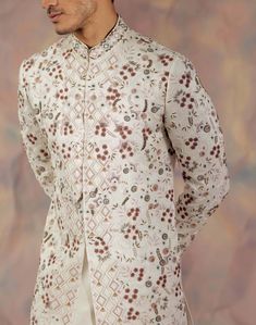 Editor's Note Featuring Complete Hand Embroidered Ivory Sherwani With Contemporary Phulkari Technique. Paired With Matching Kurta And Churidar. Fabric: Linen Silk Color: White Component: Sherwani, Kurta, Churidar Care: Dry Clean Only About the Designer After establishing himself as the leading couturier in the industry of menswear, Jatin Malik went on to explore luxury footwear. You can order online these amazingly designed handmade shoes that are being offered in classy Caligae and Peshawari pa Manpreet Toor, Ivory Sherwani, Jatin Malik, Embroidered Sherwani, Dhoti Pants, White Peony, Haldi Ceremony, Royal Look, White Peonies