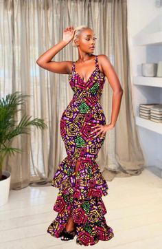 Ankara fashion dresses for women African Dress Wedding, Long Ankara Gown, African Long Dresses, Long Ankara Gowns, African Mermaid, Dresses Ankara, African Party Dresses, Lighting Pattern, Dress Ankara