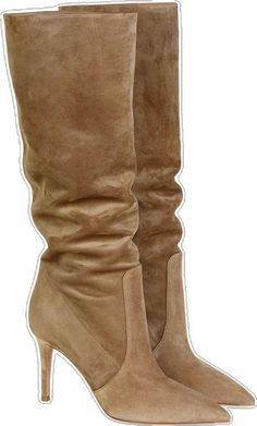 Beige Leather Knee-high Winter Boots, Beige Round Toe Knee-high Boots For Winter, Beige Leather Knee-high Boots Medium Width, Beige Leather Knee-high Boots With Comfort Fit, Winter Beige Mid-calf Boots With Reinforced Heel, Beige Winter Boots With Reinforced Heel, Beige Boots With Reinforced Heel For Winter, Beige Leather Mid-calf Boots With Almond Toe, Beige Leather Party Boots