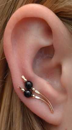 Black Onyx - Ear Climbers - Ear Cuff - Black Ear Climber - Ear Crawlers - Ear Cuffs - Earring Ear Pin - Gift for Her - Black Onyx Earrings - Black Ear Cuff For Gifts, Elegant Black Ear Cuff For Party, Elegant Black Ear Cuff For Pierced Ears, Elegant Black Ear Cuff As A Gift, Elegant Black Ear Cuff, Elegant Black Ear Cuff For Gift, Elegant Single Black Cartilage Earring, Elegant Black Single Cartilage Earring, Black Single Cartilage Earring For Party