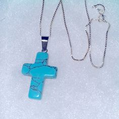 Handmade Turquoise Cross Sterling Silver Necklace. Stone Is Natural Turquoise Cross.Turquoise Has Properties Of Love, Compassion And Healing. Comes With Gift Box. Necklace Is 16” Sterling Silver. Blue Bohemian Necklace With Cross Pendant, Bohemian Blue Cross Pendant Necklace, Turquoise Cross Pendant Necklace For Gift, Adjustable Blue Cross Necklace, Blue Adjustable Cross Necklace, Adjustable Turquoise Necklace For Gift, Adjustable Turquoise Necklace As A Gift, Turquoise Sterling Silver Cross Necklace, Turquoise Cross Necklace In Sterling Silver