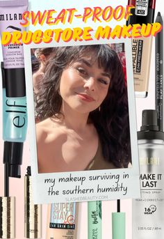 This makeup won't melt off in humidity! These are the best sweat proof drugstore makeup finds that will stay put all day, even in humidity. | Slashed Beauty Drugstore Eyeshadow Primer, Drugstore Setting Spray, Arch Nemesis, Sweat Proof Makeup, Makeup Finds