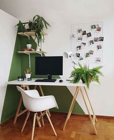 How to Setup a Productive and Relaxing Home Office Modern Office Decor, Hiasan Bilik Tidur, Home Office Inspiration, Gallery Ideas, Home Office Organization, Wall Gallery, Office Inspiration, Home Office Design, Green Wall