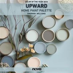 Use our guide to create an artistic experience within the interior of your home. Breathe new life into your indoor spaces with the most current color palettes of 2024, and infuse vibrancy into your designs. Home Paint Palette, Whole House Color Scheme, Color Palette Sherwin Williams, Paint Color Guide, Color Of The Year 2024, Trendy Interior Design, Home Paint, Trending Paint Colors