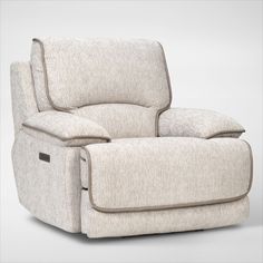 the reclining chair is upholstered and ready to be used