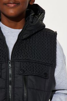 Available In Black And Brown. Nylon Puffer Vest Sleeveless Hooded Vest Full Zip Up Front Zip Pockets Shell: 100% Nylon, Lining: 100% Polyester Model Wears Size 10 Imported | Mini The Outside Puffer Vest With Hood in Black size 18 by Fashion Nova Functional Black Vest With Padded Collar, Black Functional Vest With Padded Collar, Casual Hooded Nylon Vest, Black Sleeveless Vest With Padded Collar, Nylon Vest With Padded Collar For Streetwear, Black Insulated Nylon Outerwear, Quilted Nylon Outerwear For Sports, Hooded Nylon Vest For Streetwear, Functional Hooded Nylon Vest