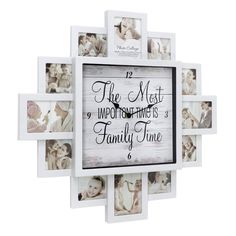 the most important times is family time framed photo collager in white with black lettering