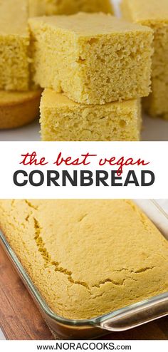 the best vegan cornbread recipe is made with only 3 ingredients and it's so good to eat