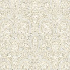 a beige and white wallpaper with an intricate design on it's surface,