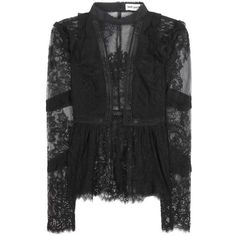 Self-Portrait Elise Lace Top (£225) ❤ liked on Polyvore featuring tops, black, self portrait top, lace top and lacy tops Black Lace Shirt, Lacy Tops, Black Lace Top, Black Lace Blouse, Lace Top Long Sleeve, Top Game, Black Lace Tops, Tops Black, Black Lace Dress