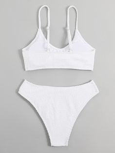 Style: Get ready for summer fun with our 2 piece Bikini Swimsuit! Featuring a simple yet stylish plain pattern and a wireless, spaghetti strap bra, this set is perfect for any body type. Made from high stretch fabric and lined for comfort, our Bikini Tops and Bikini Bottoms are designed for a day at the beach or pool. Plus, with removable padding and easy care instructions, our Bikini Swimsuit is a must-have for your swimwear collection. Don't miss out on this 95% Polyester, 5% Elastane composition that guarantees a perfect fit every time. Order now and get ready to make a splash! Size US Bust Top Length Underbust XS 2 28.3 7.1 24.4-33.1 S 4 29.9 7.5 26-34.6 M 6 31.5 7.9 27.6-36.2 L 8/10 33.5 8.3 29.5-38.2 XL 12 35.4 8.7 31.5-40.2 Ships in 4-6 daysJoin our mailing list for a 20% off your f Cute Summer Fits, Swimsuits Outfits, Get Ready For Summer, Cute Bathing Suits, Cute Swimsuits, Mailing List, Bra Straps, Swimwear Collection, Beauty Routines